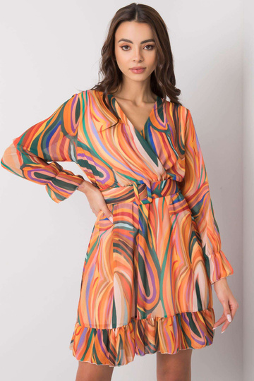 Oranža raksta kleita ar... 2