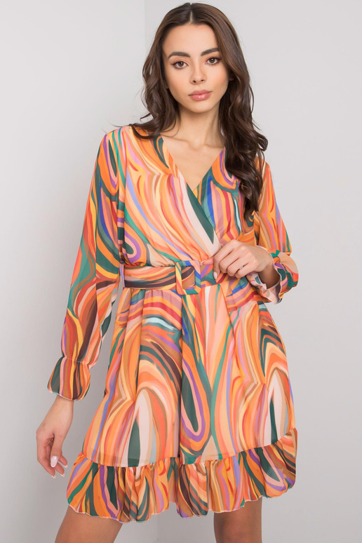 Oranža raksta kleita ar Kerley jostu