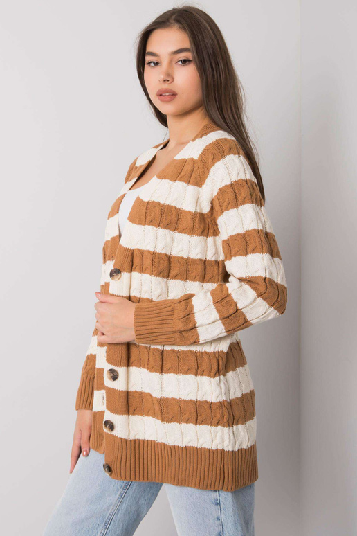 Camel Cream Lamia Striped Cardigan