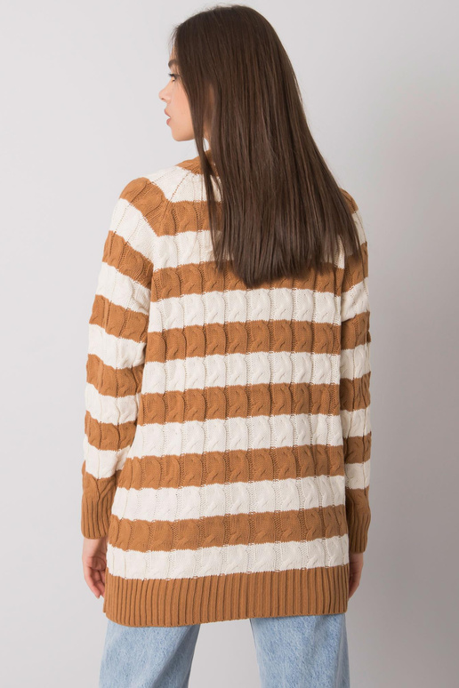 Camel Cream Lamia Striped Cardigan