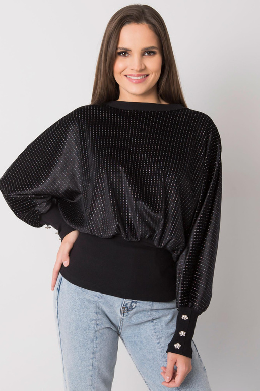 Melna blūze ar dekoratīvām pogām...