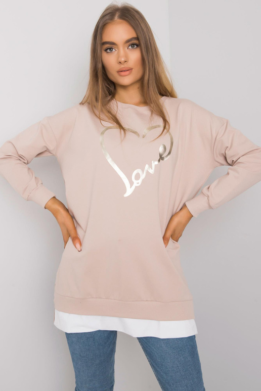 Gaiši bēša tunika ar apdruku Alis RUE...