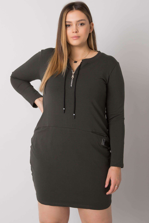 Khaki kleita plus izmērs ar kabatām...