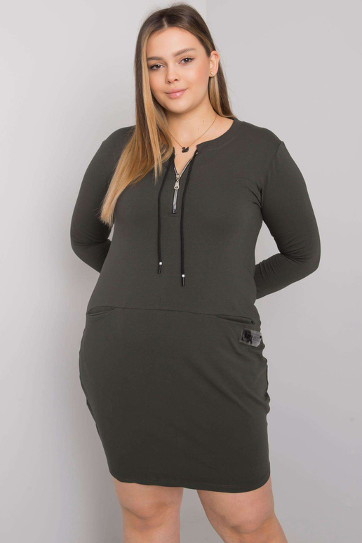 Khaki kleita plus izmērs ar kabatām...