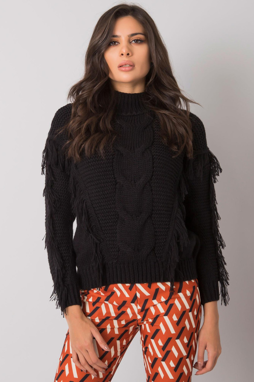 Melns džemperis ar bārkstīm Caitri...