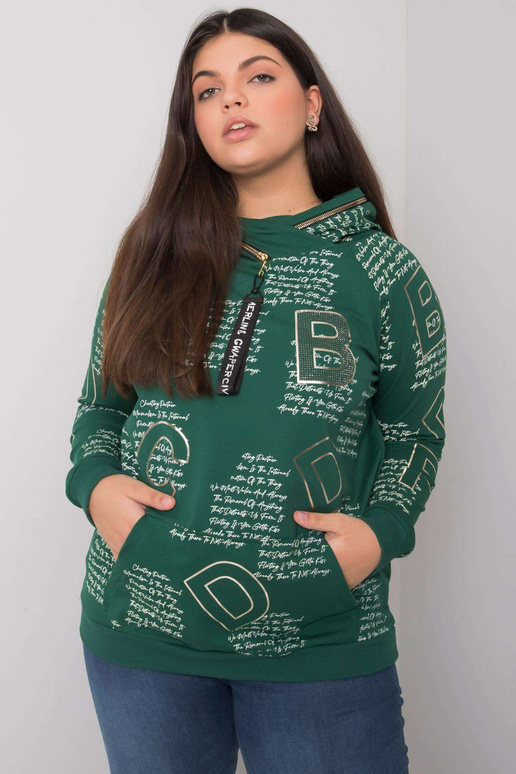 Tumši zaļš plus izmēra sporta krekls...