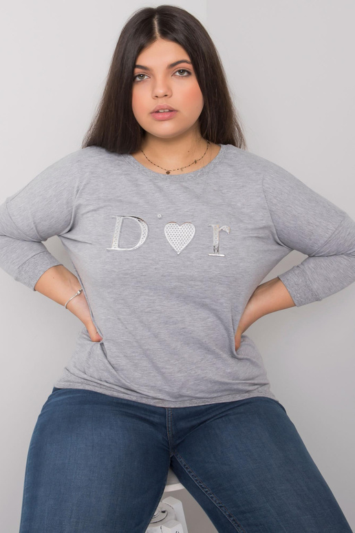 Pelēka melanža blūze liela izmēra Alice