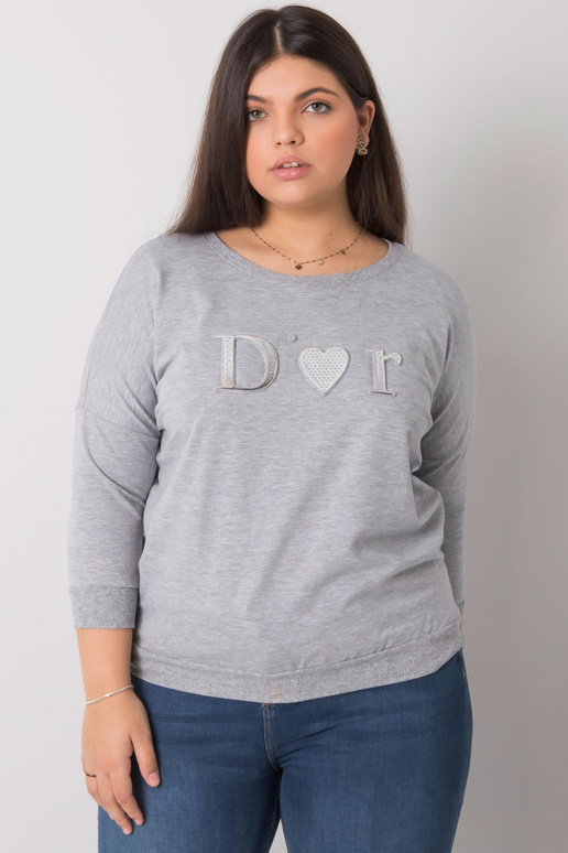 Pelēka melanža blūze liela izmēra Alice