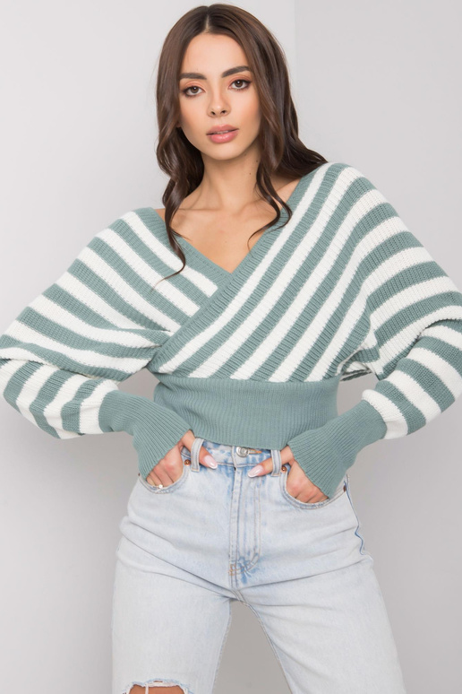 Piparmētru un baltu svītru džemperis...