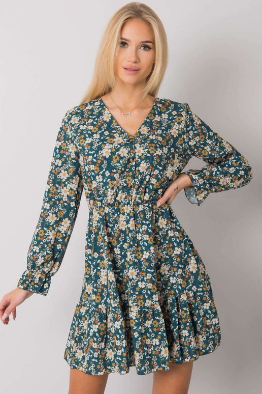 Zaļa kleita ar volāniem Anavi OCH BELLA