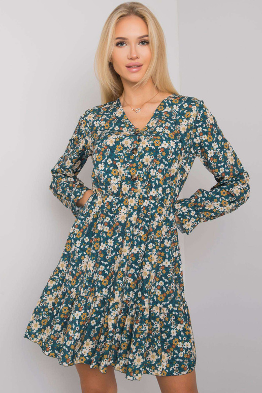 Zaļa kleita ar volāniem Anavi OCH BELLA