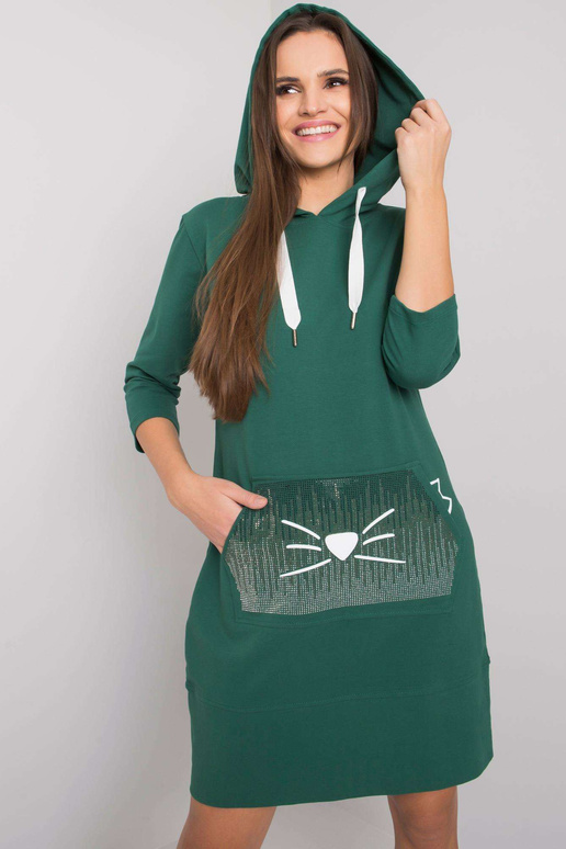 Tumši zaļa džemperkleita Anne