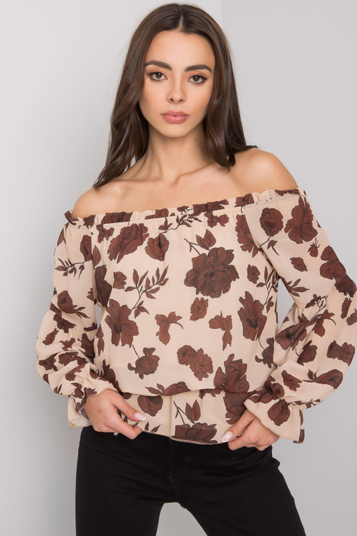 Bēša un brūna spāņu blūze ar ziediem...