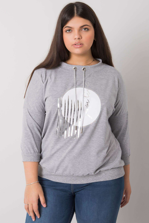 Pelēka melanža liela izmēra blūze ar... Pelēka melanža liela izmēra blūze ar...