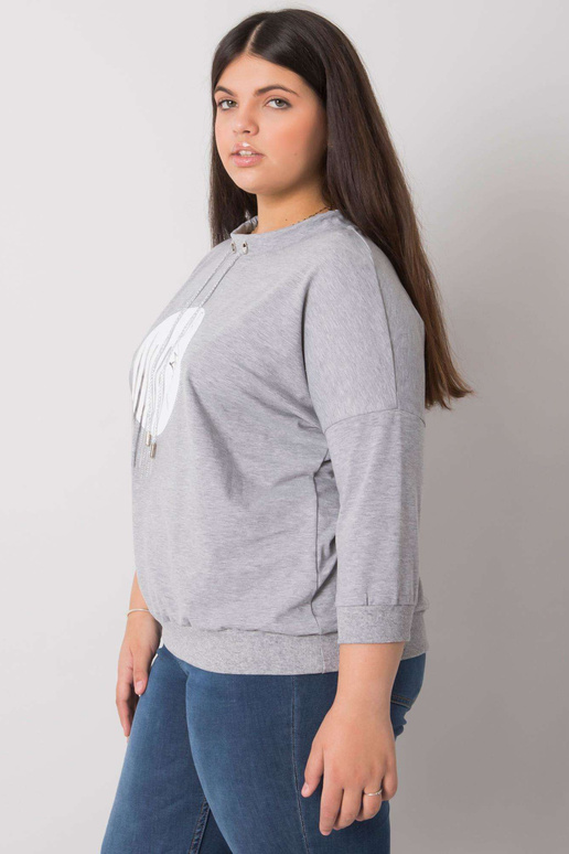 Pelēka melanža liela izmēra blūze ar... Pelēka melanža liela izmēra blūze ar...