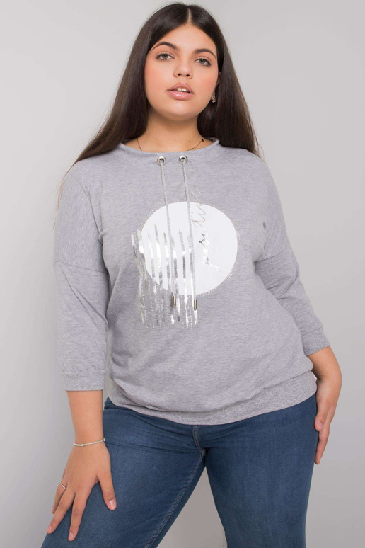 Pelēka melanža liela izmēra blūze ar... Pelēka melanža liela izmēra blūze ar...