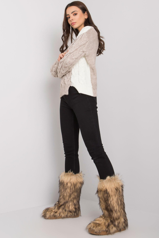 Tumši bēšs sieviešu džemperis ar...