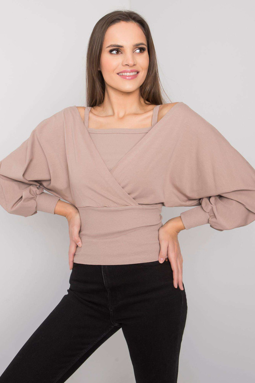 Tumši bēša sieviešu kokvilnas blūze...