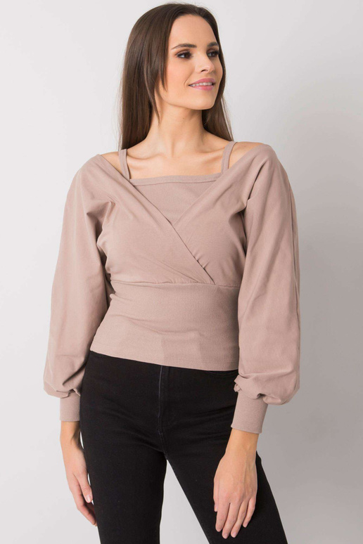 Tumši bēša sieviešu kokvilnas blūze...