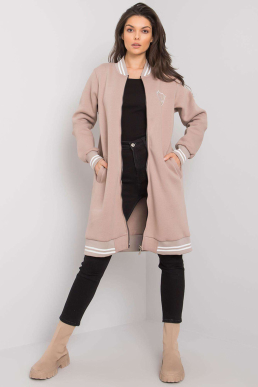 Tumši bēšs garš sporta krekls ar... Tumši bēšs garš sporta krekls ar...