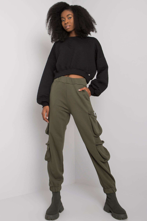 Haki krāsas sieviešu treniņbikses ar... Haki krāsas sieviešu treniņbikses ar...