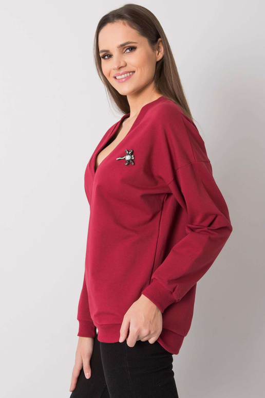 Burgundijas krāsas sporta krekls ar...