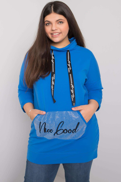 Tumši zila liela izmēra blūze ar...