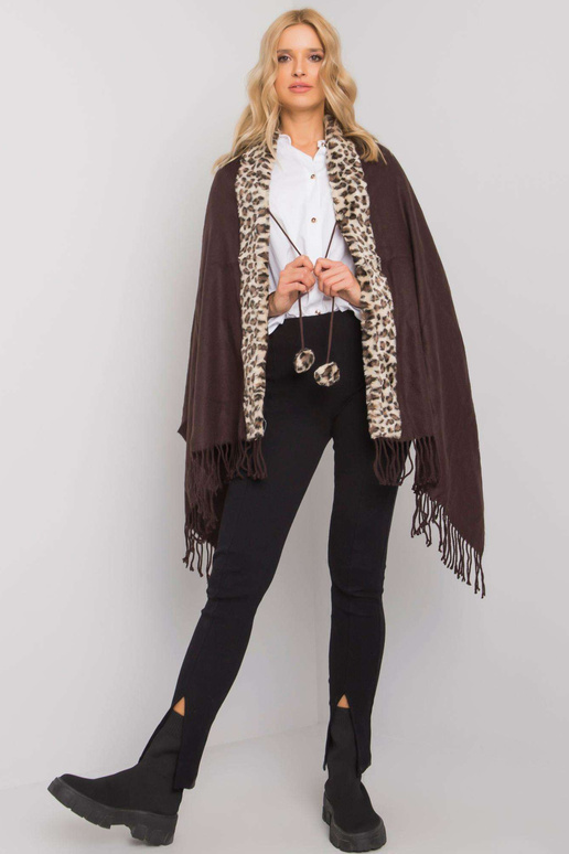 Brūni bēša šalle ar kažokādu