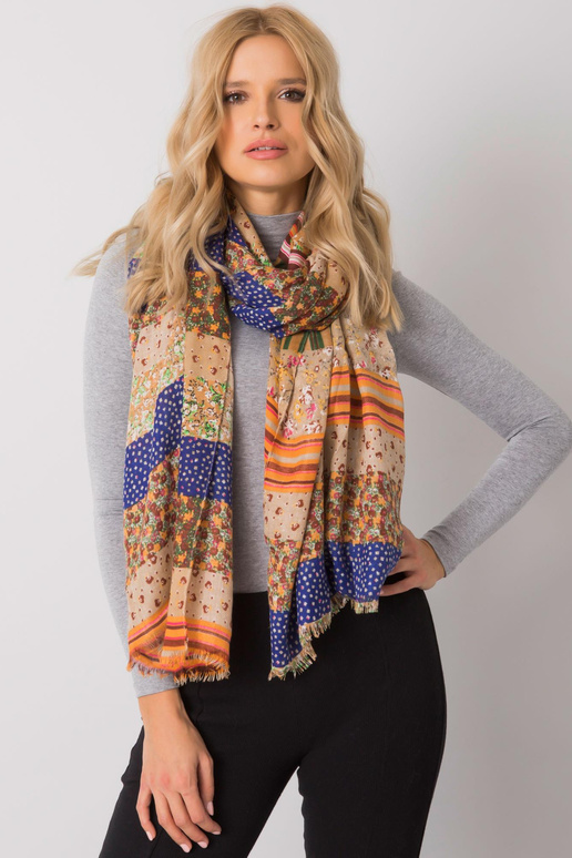 Tumši bēšs zils pleds ar krāsainiem...