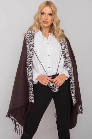 Brūnbalta šalle ar kažokādu 2