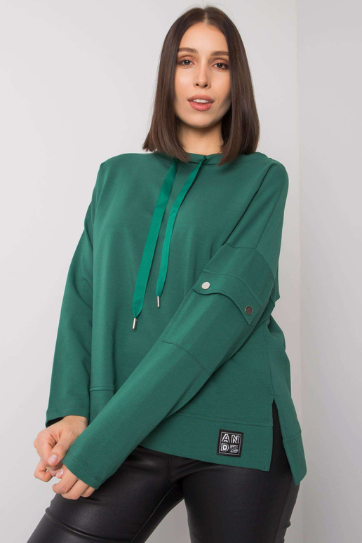 Tumši zaļa plus izmēra blūze ar...