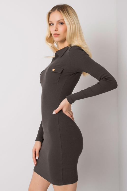 Tumša haki krāsas svītraina kleita...