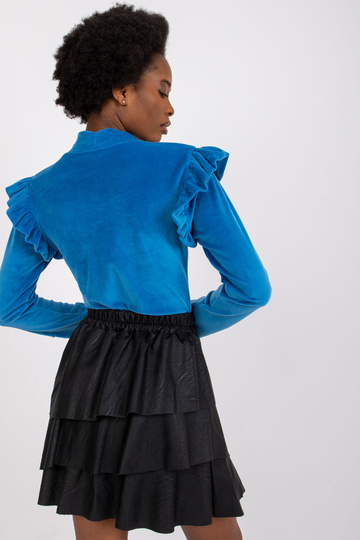 Tumši zila velūra blūze ar...