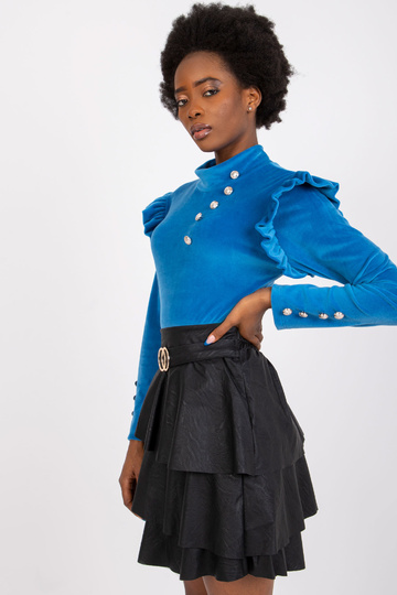 Tumši zila velūra blūze ar... 2