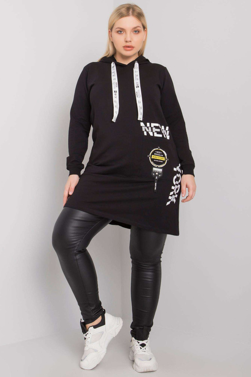 Melna tunika plus izmērs ar kapuci...