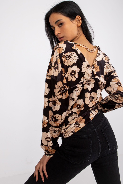 Melna un bēša velūra blūze ar ķēdīti...