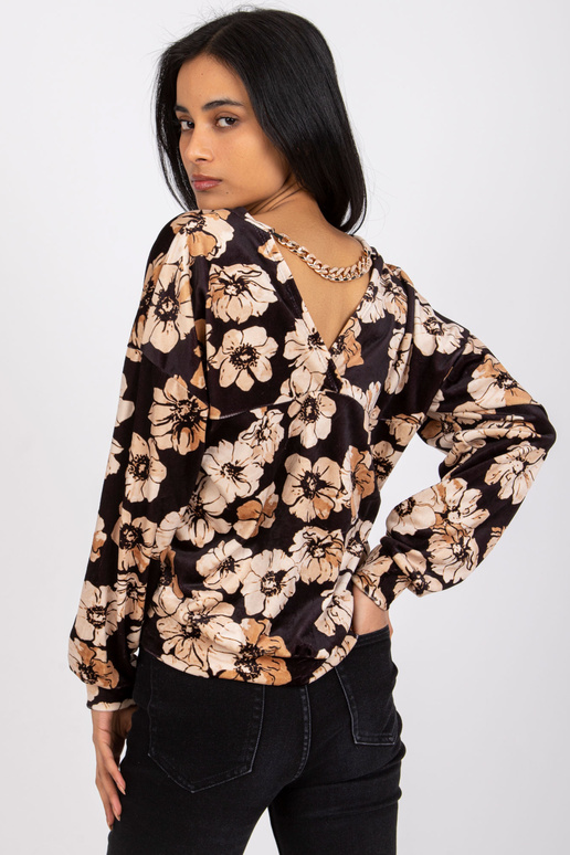 Melna un bēša velūra blūze ar ķēdīti...