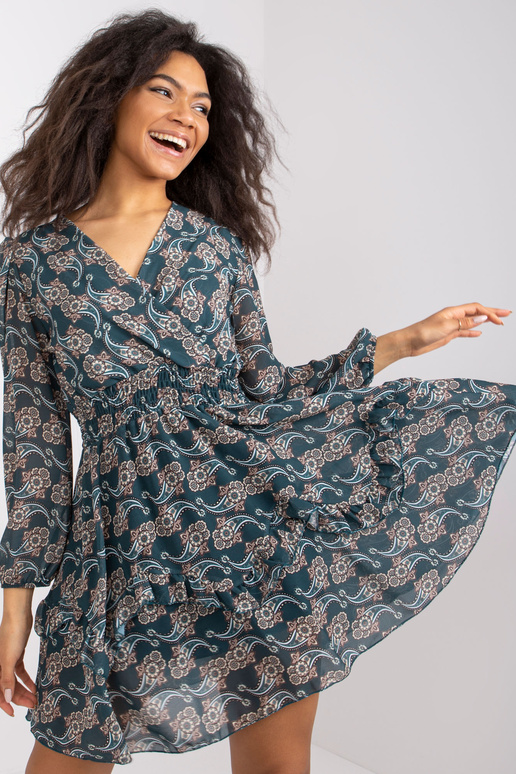 Kim OCH BELLA zaļa raksta volānu kleita Kim OCH BELLA zaļa raksta volānu kleita