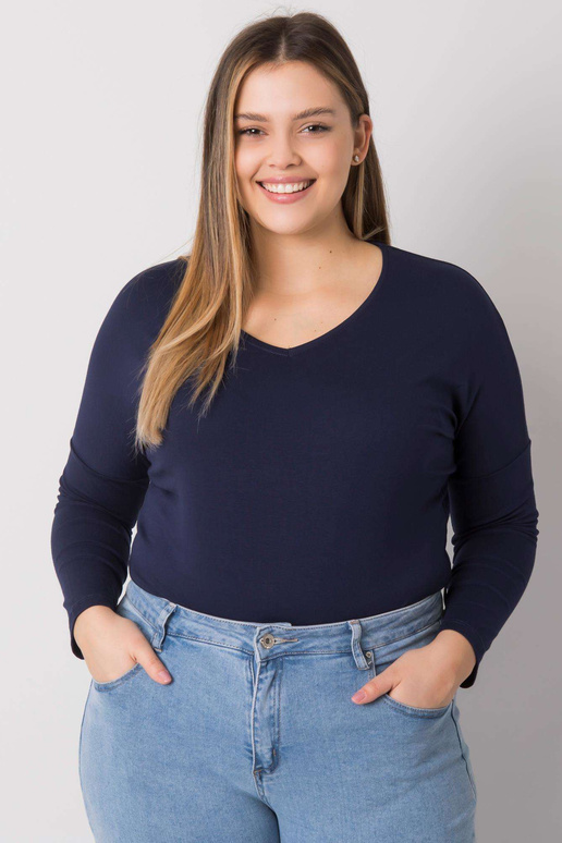 Tumši zila gluda plus izmēra blūze Elisa