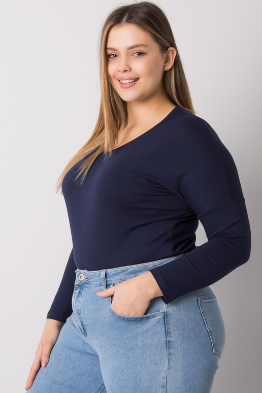 Tumši zila gluda plus izmēra blūze Elisa