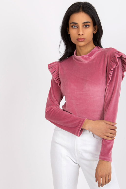 Rozā velūra blūze ar volāniem Eugenie Rozā velūra blūze ar volāniem Eugenie