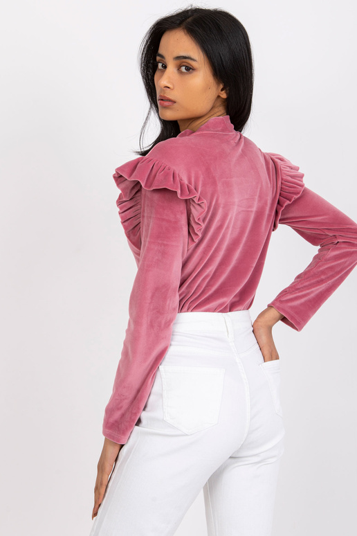 Rozā velūra blūze ar volāniem Eugenie Rozā velūra blūze ar volāniem Eugenie