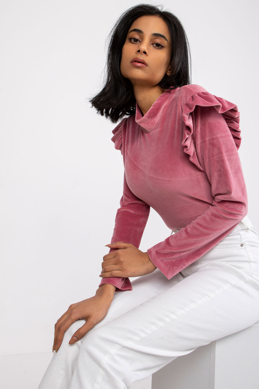 Rozā velūra blūze ar volāniem Eugenie Rozā velūra blūze ar volāniem Eugenie