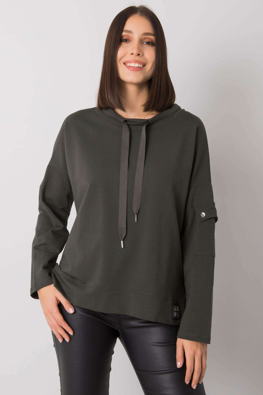 Tumša haki krāsas liela izmēra blūze...