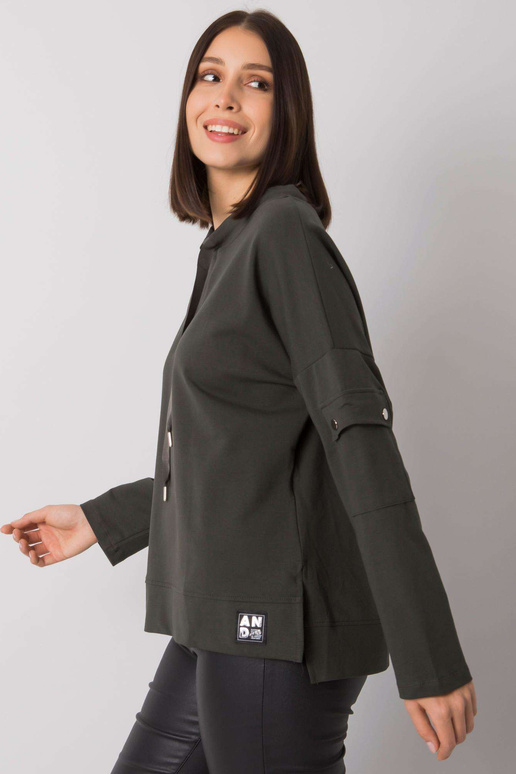 Tumša haki krāsas liela izmēra blūze...