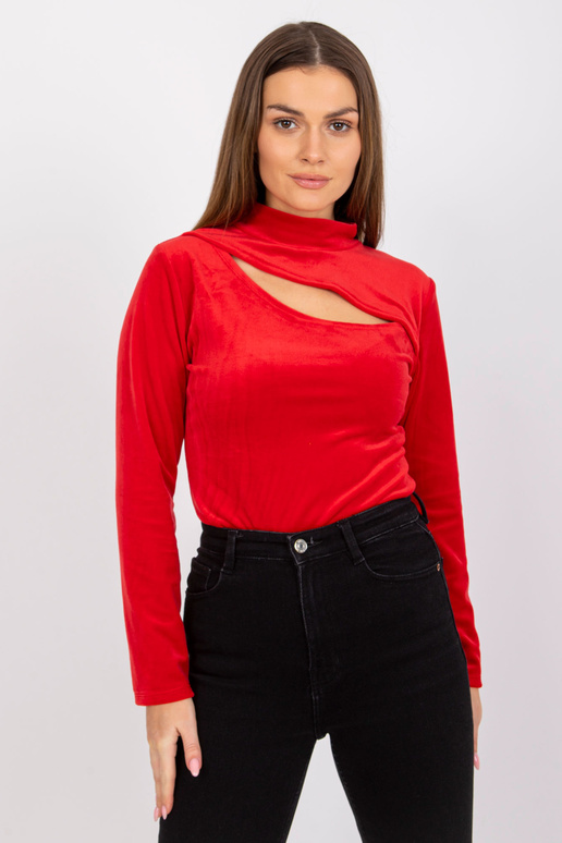 Sarkana velūra blūze ar izgriezumu...
