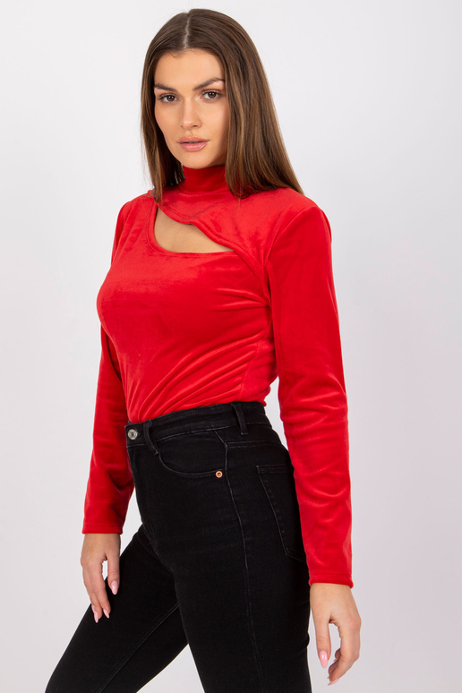 Sarkana velūra blūze ar izgriezumu...