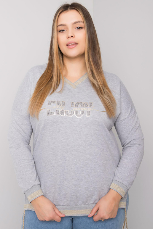 Pelēka melanža liela izmēra blūze ar... Pelēka melanža liela izmēra blūze ar...