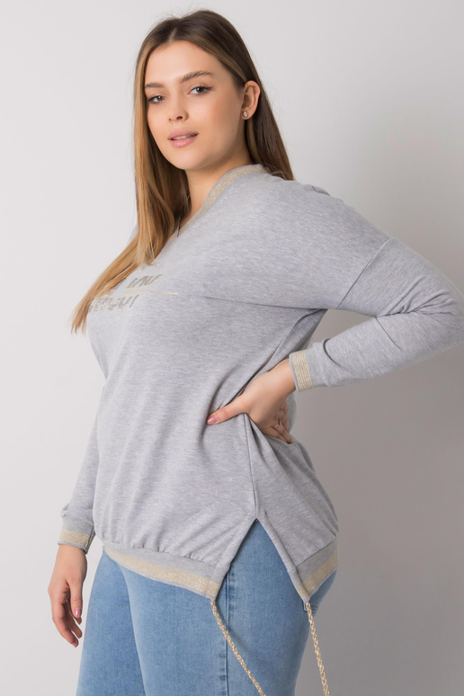 Pelēka melanža liela izmēra blūze ar... Pelēka melanža liela izmēra blūze ar...