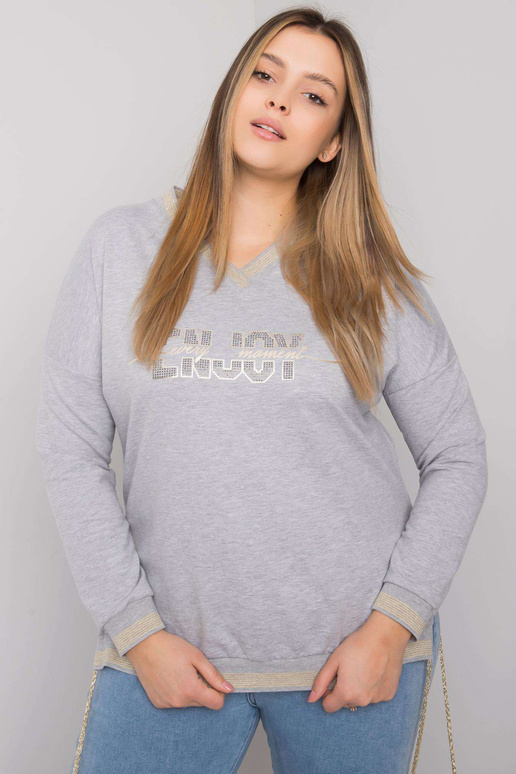 Pelēka melanža liela izmēra blūze ar... Pelēka melanža liela izmēra blūze ar...